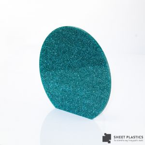 3mm Ice Blue Glitter Acrylic Disc Bespoke Size -